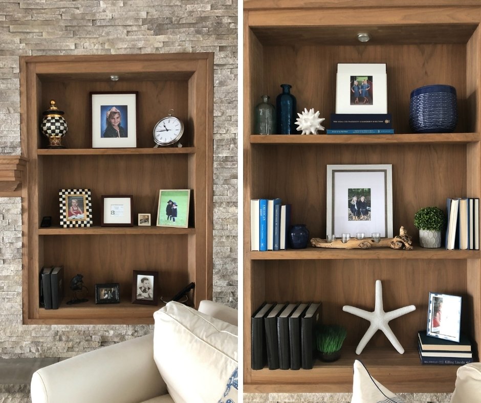 styling a bookcase, shelving ideas, how to style a bookcase, fireplace mantel ideas