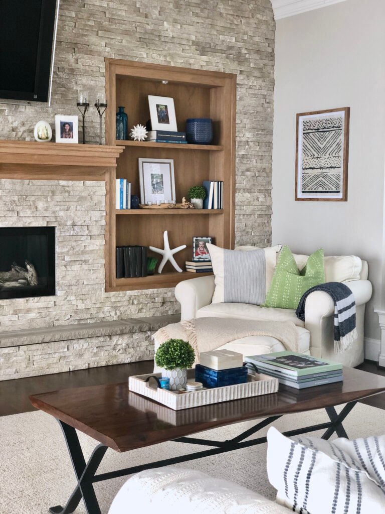 creating a cozy corner, coffee table styling, live edge coffee tables