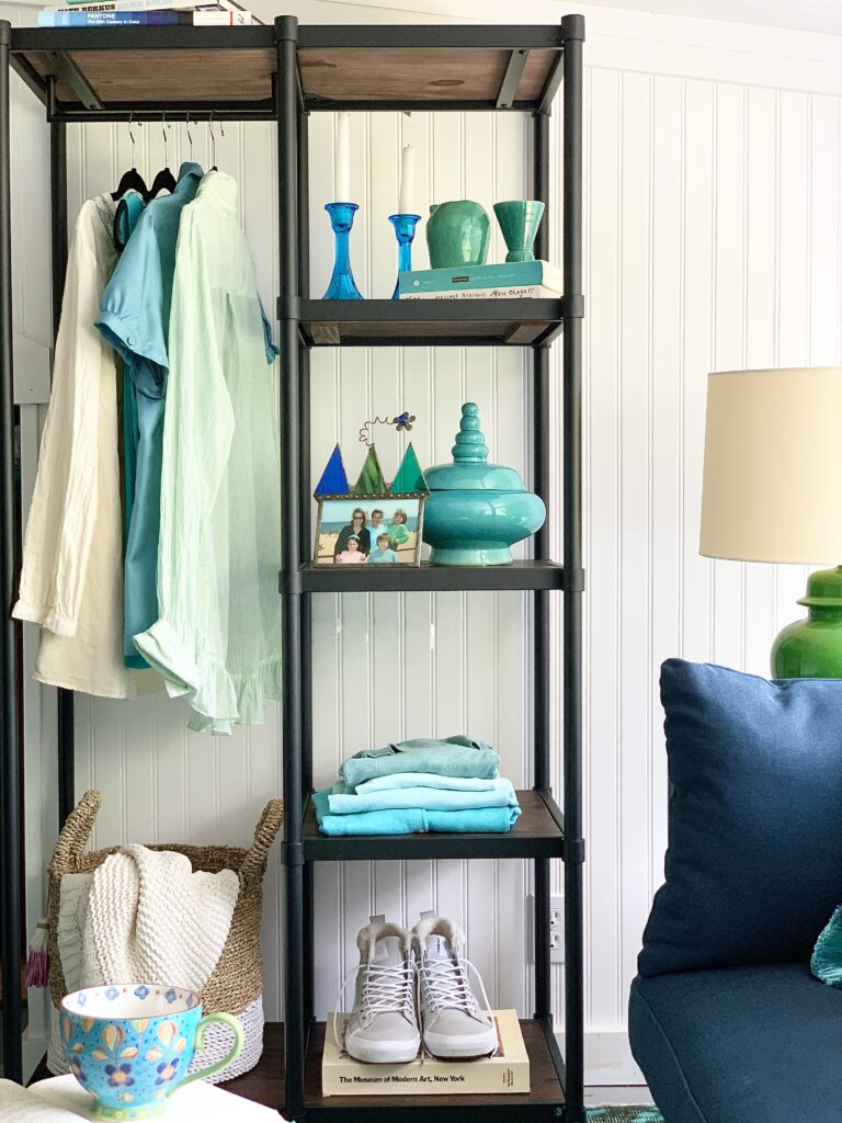 The Zinus Wesley Metal & Wood bookcase with hanging storage