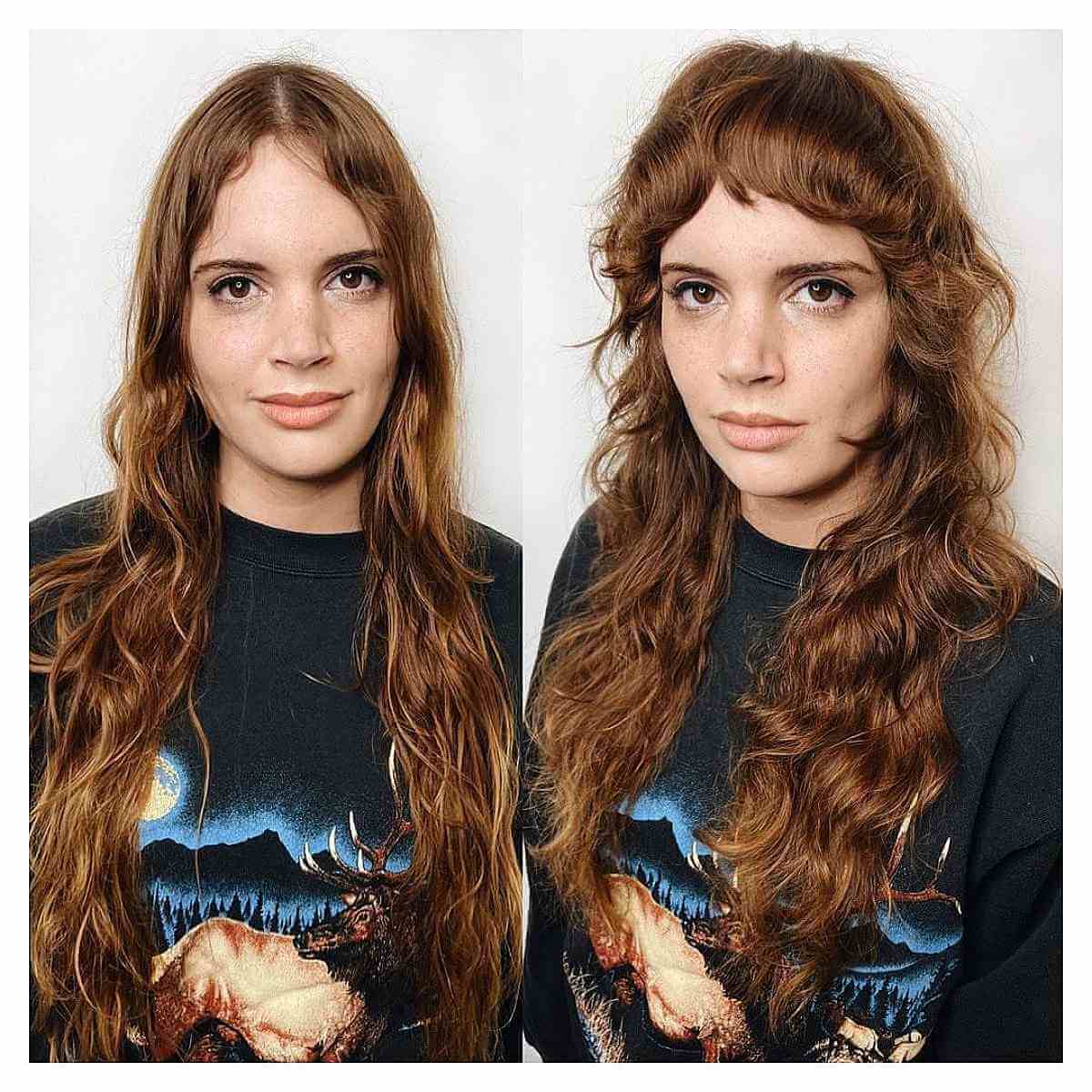 Long Soft Shagged Cut with Short Bangs